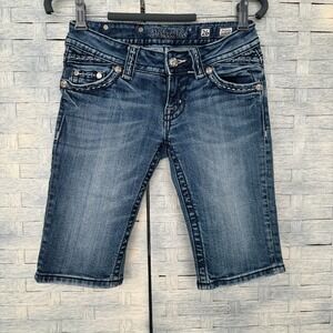 Miss Me Jeans 26 Bermuda Denim Shorts Embellished Pockets